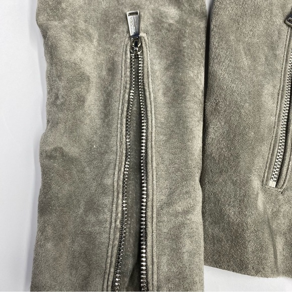 BCBGeneration Women's Gray Suede Jacket Small Pockets Sleeve Zippers - Picture 8 of 16